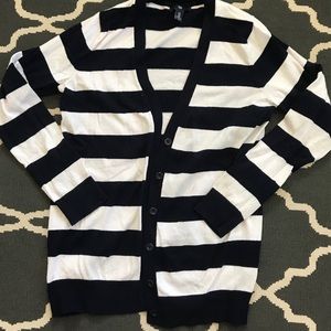 GAP blue and white stripped cardigan